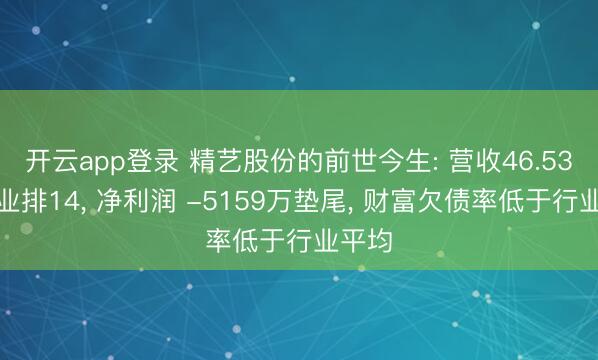 开云app登录 精艺股份的前世今生: 营收46.53亿行业排14, 净利润 -5159万垫尾, 财富欠债率低于行业平均